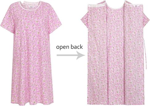 AVIIER 100% Cotton Hospital Gowns for Women Open Back Adaptive Clothing Nightgown Post Shoulder Surgery Patient Gown in Kuwait