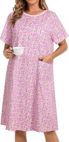 AVIIER 100% Cotton Hospital Gowns for Women Open Back Adaptive Clothing Nightgown Post Shoulder Surgery Patient Gown in Kuwait