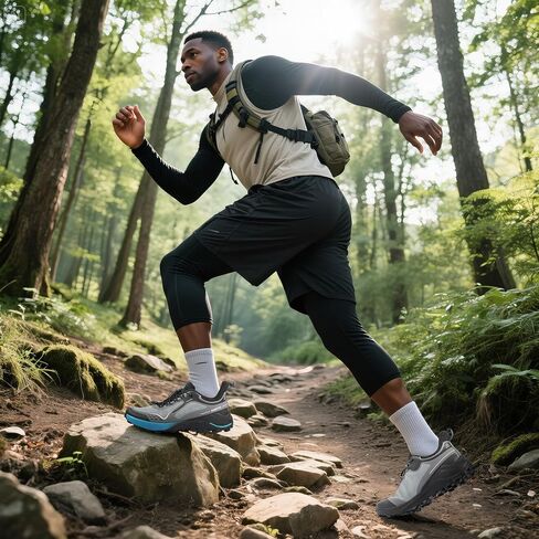 HUMTTO Men's Hiking Sneakers Quick Lace Lightweight Trail Running Shoes Breathable Outdoor Walking Shoes in Kuwait