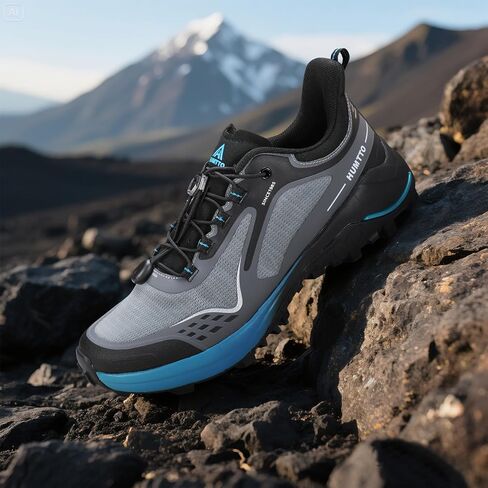 HUMTTO Men's Hiking Sneakers Quick Lace Lightweight Trail Running Shoes Breathable Outdoor Walking Shoes in Kuwait