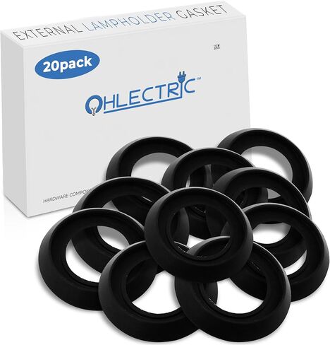 OhLectric OL-72907-10 External Lampholder Gasket, Round Weatherproof Gasket for PAR Lamp Holders - PAR Lamp Protects Socket from Dirt, Debris - Ideal Replacement Outer Gasket-Black (Pack of 10) in Kuwait