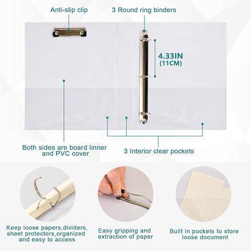 3 Ring Binder 1.5 Inch Ring Kawaii Cute Cats Butterfly Binder Organizer for Letter Size Paper Cute Decorative Hardcover Round Ring Binders for School Office and Home in Kuwait