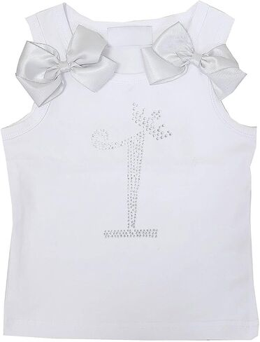 Kirei Sui Girls Princess Rhinestone Number Tank Top Pink Silver Snowflake Tutu 2-Piece Birthday Outfit Dress Set in Saudi Arabia
