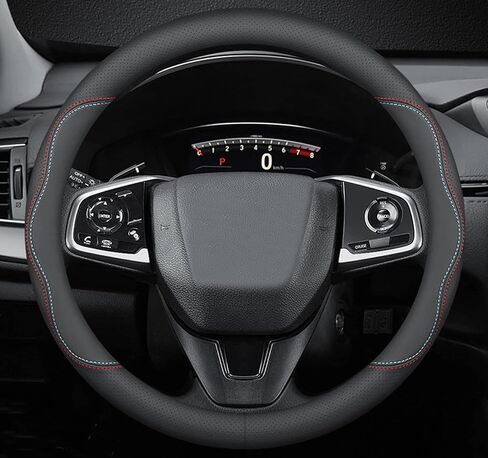 Car Steering Wheel Cover Compatible with Ford Ranger 2025 2024 2000-2023 Year, Breathable Premium Leather, Anti-Slip Design, A-Style in Saudi Arabia