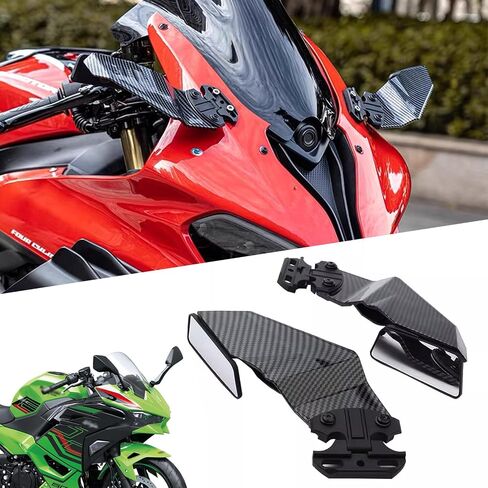 لـ Ninja500 Ninja500 Ninja 500 2024 2025 Wind Wing Reeview Mirror دراجة نارية مرآة للدراجة النارية مرآة الجناح مرآة الجناح مرآة مرآة جناح الرياح مرآة مخفية (نسيج ألياف الكربون) in Kuwait