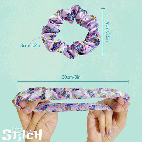 LUV HER Lilo & Stitch Hair Accessory 5 Pcs Set - 1 Regular 9 inch Stitch Hairbrush & 4 Scrunchies - Detangling Brush - Elastic Hair Ties Ropes for Girls, Ages 3+ in Saudi Arabia