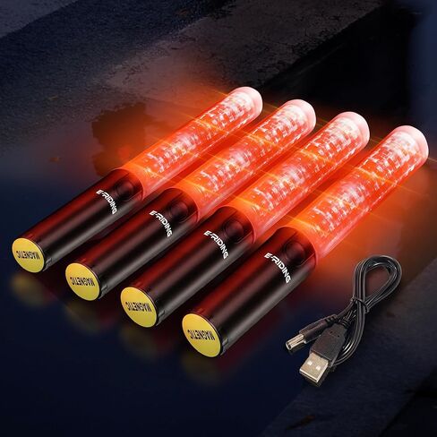 عبوتان من عصا المرور القابلة لإعادة الشحن، عصا التحكم في حركة المرور مقاس 12.5 بوصة مع صفارة إلكترونية ومغناطيس، عصا إضاءة آمنة مع مصباح LED أبيض في الأعلى، عصا توجيه الهواء مع 3 أوضاع وامض in Kuwait