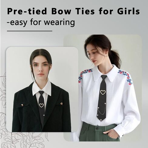 Womens Tie, Adjustable Pre-tied Ties for Women with Artificial Pearls Accessory, Necktie for Casual, Party, Wedding in Saudi Arabia