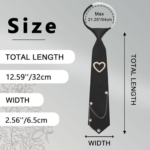 Womens Tie, Adjustable Pre-tied Ties for Women with Artificial Pearls Accessory, Necktie for Casual, Party, Wedding in Saudi Arabia