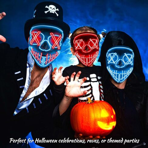LED Mask Halloween Light Up Purge Mask Glow in the Dark Scary Costumes for Adults Halloween Cosplay Men Gift in Saudi Arabia