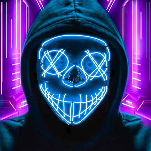 LED Mask Halloween Light Up Purge Mask Glow in the Dark Scary Costumes for Adults Halloween Cosplay Men Gift in Saudi Arabia