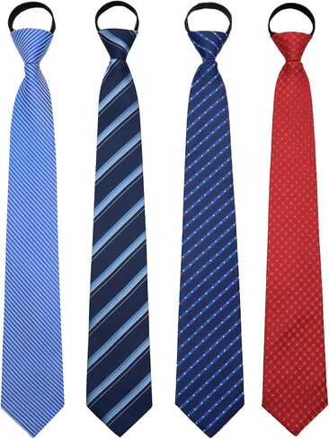 Pre Tied Ties for Men, Mens Ties Sets Adjustable Men's Necktie Pack 4pcs Zipper Tie for Business Wedding Party Prom in Kuwait