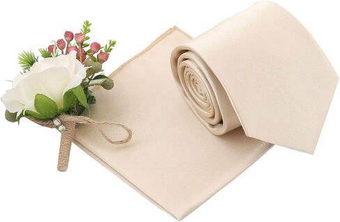 DQT Plain Satin Wedding Classic Tie و Pocket Square Square للرجال in Kuwait
