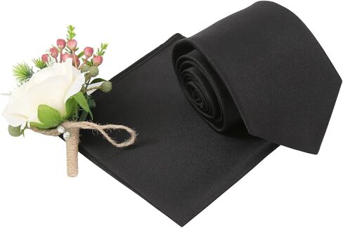 DQT Plain Satin Wedding Classic Tie و Pocket Square Square للرجال in Kuwait