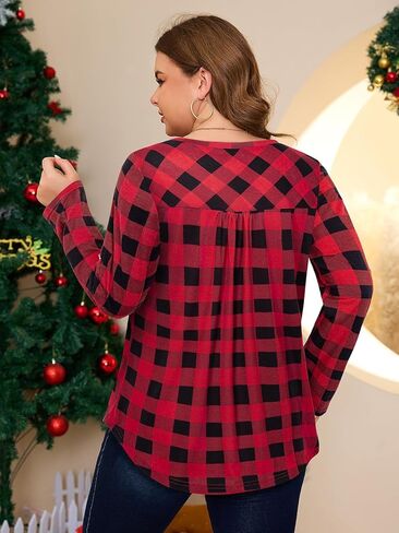 قمم Amrto Plus Size للنساء 3/4 قمصان خامدة من الرقبة VLUES in Kuwait