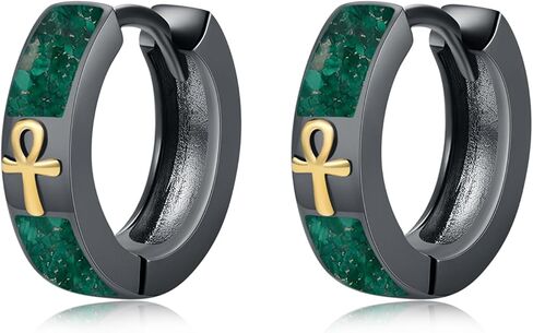 Gothic Hoop Earrings 925 Sterling Silver Black Hoop Earrings Jewelry Birthday Gifts for Men Women in Saudi Arabia