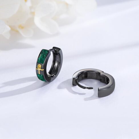Gothic Hoop Earrings 925 Sterling Silver Black Hoop Earrings Jewelry Birthday Gifts for Men Women in Saudi Arabia