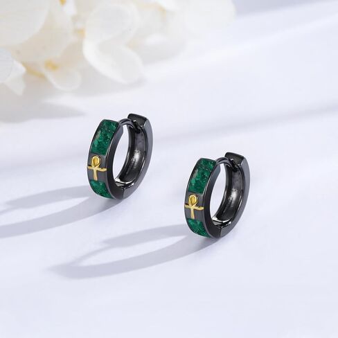 Gothic Hoop Earrings 925 Sterling Silver Black Hoop Earrings Jewelry Birthday Gifts for Men Women in Saudi Arabia
