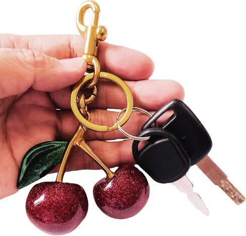 Cherry Bag Charm Purse Handbag Charm Cherry Car Accessories KeyChain Gift for Women Mothers Day Christmas Valentine in Saudi Arabia