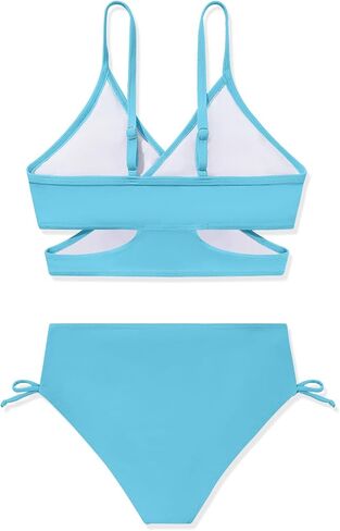 ESHOO Girls Swimsuits Bikini Set 2 Piece Bathing Suit V Neck Criss Cross Swimwear with Chest Pad Swimwear for Teen Girls in Saudi Arabia