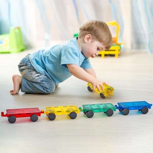Gemmicc 2 PCS Magnetic Car Set,Magnet Construction Vehicle,Magnet Car Truck Compatible with Magnetic Tiles,STEM Educational Toys for Boys and Girls in Kuwait