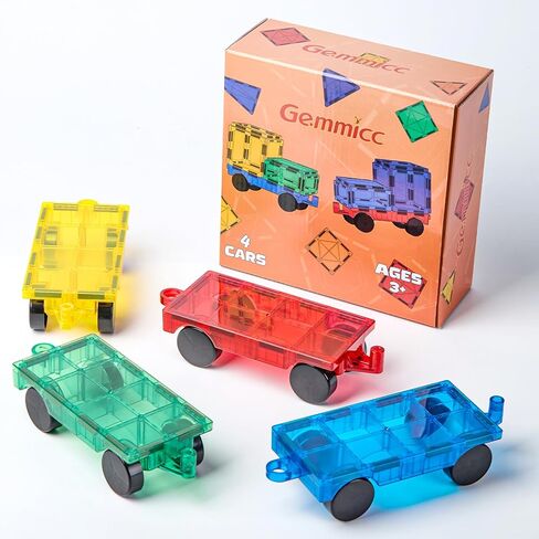 Gemmicc 2 PCS Magnetic Car Set,Magnet Construction Vehicle,Magnet Car Truck Compatible with Magnetic Tiles,STEM Educational Toys for Boys and Girls in Kuwait