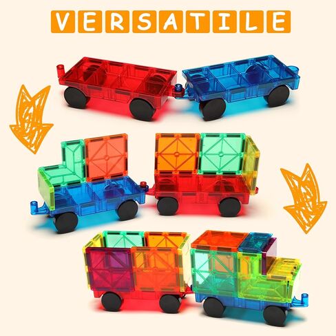 Gemmicc 2 PCS Magnetic Car Set,Magnet Construction Vehicle,Magnet Car Truck Compatible with Magnetic Tiles,STEM Educational Toys for Boys and Girls in Kuwait