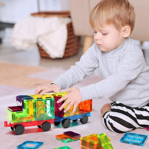 Gemmicc 2 PCS Magnetic Car Set,Magnet Construction Vehicle,Magnet Car Truck Compatible with Magnetic Tiles,STEM Educational Toys for Boys and Girls in Kuwait