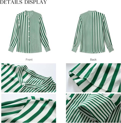 COLD POSH 100% Pure Mulberry Silk Blouse for Women Long Sleeve Button Down Stripe Shirt for Spring/Summer in Saudi Arabia