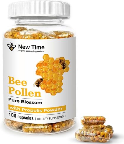Bee Pollen – 100 Vegetarian Capsules with Propolis - Organic Multivitamin for Men, Women - Fermented Granules - Immune, Energy Support - Non GMO, Pregnancy Friendly in Saudi Arabia