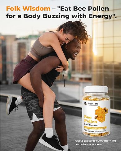 Bee Pollen – 100 Vegetarian Capsules with Propolis - Organic Multivitamin for Men, Women - Fermented Granules - Immune, Energy Support - Non GMO, Pregnancy Friendly in Saudi Arabia