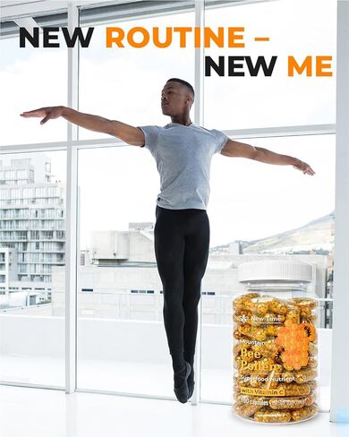 Bee Pollen – 100 Vegetarian Capsules with Propolis - Organic Multivitamin for Men, Women - Fermented Granules - Immune, Energy Support - Non GMO, Pregnancy Friendly in Saudi Arabia