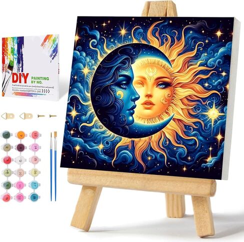 مجموعة الطلاء بالأرقام من Axquilon للبالغين المبتدئين - مجموعات الطلاء حسب الأرقام للبالغين على القماش، مجموعات الطلاء حسب الأرقام السهلة للبالغين - لوازم الرسم الزيتي للهدايا ديكور جدار المنزل 16 × 20 بوصة in Kuwait