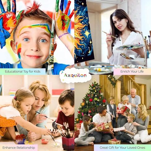 مجموعة الطلاء بالأرقام من Axquilon للبالغين المبتدئين - مجموعات الطلاء حسب الأرقام للبالغين على القماش، مجموعات الطلاء حسب الأرقام السهلة للبالغين - لوازم الرسم الزيتي للهدايا ديكور جدار المنزل 16 × 20 بوصة in Kuwait