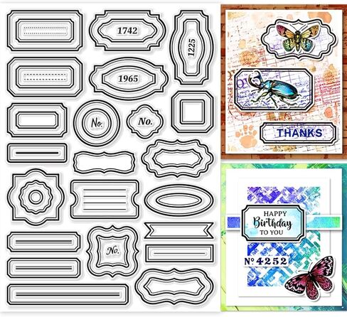 GLOBLELAND ATC Frame Background Clear Stamps for DIY Scrapbooking 11.7x8.3inch Artist Trading Card Silicone Clear Stamp Seals for Cards Making Photo Album Journal Home Decoration in Saudi Arabia