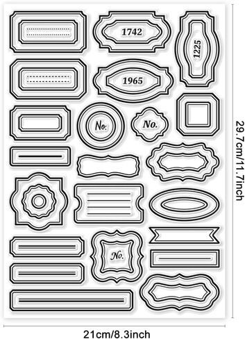 GLOBLELAND ATC Frame Background Clear Stamps for DIY Scrapbooking 11.7x8.3inch Artist Trading Card Silicone Clear Stamp Seals for Cards Making Photo Album Journal Home Decoration in Saudi Arabia