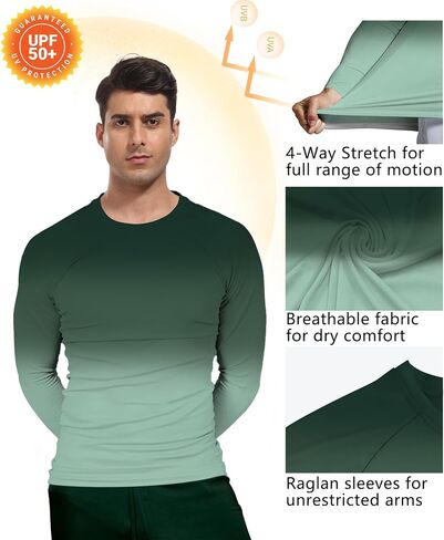 Rash Guard for Men UPF 50+ SPF Fishing Shirts Long Sleeve Swim Shirts Sun Protection Surfing Beach Outdoor QYY24024 in Kuwait