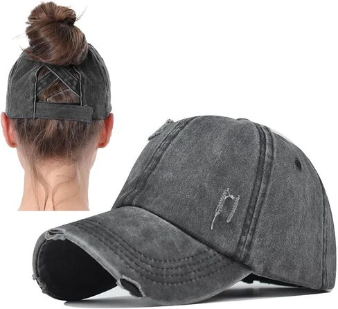 2 عبوات ذيل حصان Criss Cross Hat Baseball Cap Capted Ponytail Hat High Messy Messy Bun Trucker Ponycap in Saudi Arabia