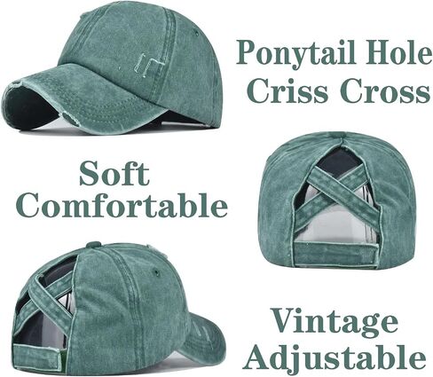 2 عبوات ذيل حصان Criss Cross Hat Baseball Cap Capted Ponytail Hat High Messy Messy Bun Trucker Ponycap in Saudi Arabia