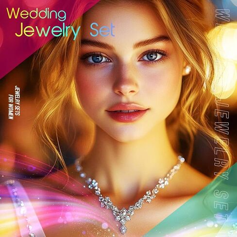 Aukmla Crystal Bride Wedding Jewelry Set Silver Rhinestones Bridal Necklaces Earrings Bracelet Sets Prom Jewelry for Women and Brides in Kuwait