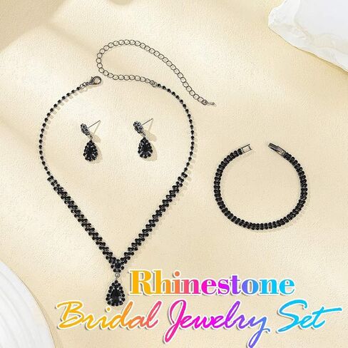 Aukmla Crystal Bride Wedding Jewelry Set Silver Rhinestones Bridal Necklaces Earrings Bracelet Sets Prom Jewelry for Women and Brides in Saudi Arabia
