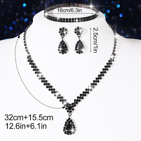 Aukmla Crystal Bride Wedding Jewelry Set Silver Rhinestones Bridal Necklaces Earrings Bracelet Sets Prom Jewelry for Women and Brides in Saudi Arabia