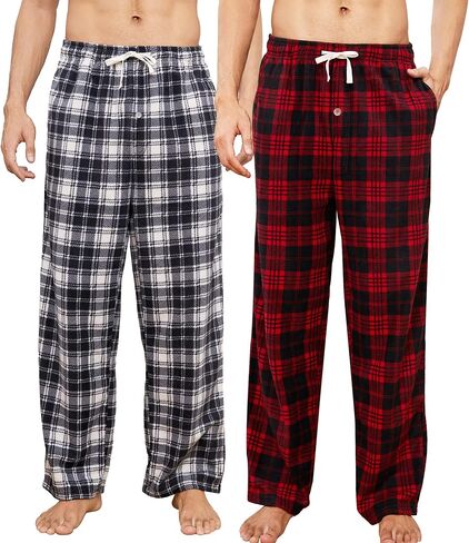 U2SKIIN 2 Pack Mens سراويل Pajama الصوف ، وترتفع صالة PJ دافئة للرجال مع جيوب ناعمة in Saudi Arabia