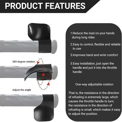 Throttle Mounted Motorcycle Cruise Assist, 2 PCS Cruise Assist Handle, Handlebar Oil Control Rocker Bracket Accelerator Assist, Universal for Most Motorcycles, Scooters (Carbon Fiber Black) in Saudi Arabia