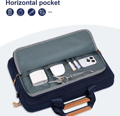 MOSISO Laptop Shoulder Messenger Bag, 15-15.6 inch Computer Bag Compatible with MacBook Pro 16 inch, HP, Dell, Lenovo, Asus Notebook, Briefcase with Front Rectangle & Horizontal Pockets & Belt, Black in Saudi Arabia