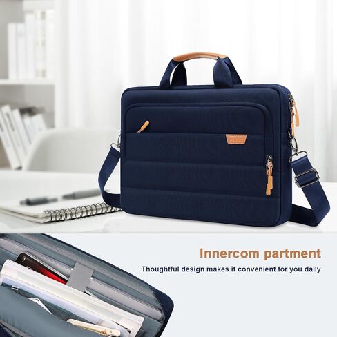 MOSISO Laptop Shoulder Messenger Bag, 15-15.6 inch Computer Bag Compatible with MacBook Pro 16 inch, HP, Dell, Lenovo, Asus Notebook, Briefcase with Front Rectangle & Horizontal Pockets & Belt, Black in Saudi Arabia