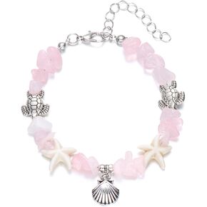 coadipress Starfish Shell Bracelet Trendy Bohemian Handmade Adjustable Shells Conch Pearl Charm Bracelets Hawaiian Ocean Summer Holiday Mermaid Costume Jewelry