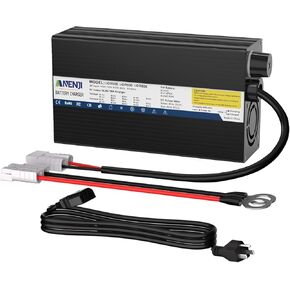 شاحن بطارية ليثيوم 10 أ 10A شاحن بطارية LIFEPO4 شاحن ذكي AC-DC مع مؤشر LED موصل Anderson لبطاريات Lithium LifePo4 Deep Deep القابلة لإعادة الشحن من القارب ، RV
