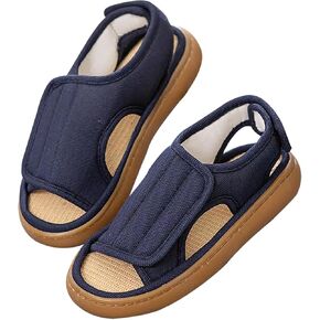 haozaikeji Men Diabetic Slippers Extra Wide Width Diabetic Sandals Open Toe Swollen Slippers Adjustable Edema Slippers for Swollen Feet Edema Arthritis Elderly