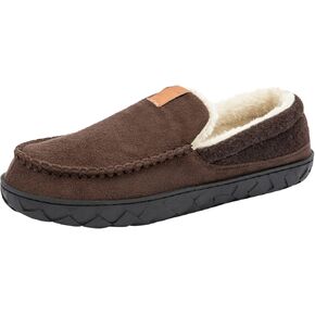 Josaywin Men Men's Mozy Moccasin slippers مع رغوة الذاكرة-نعل المطاط مع أحذية المنزل متعددة الاتجاهات في الهواء الطلق حجم 7-16